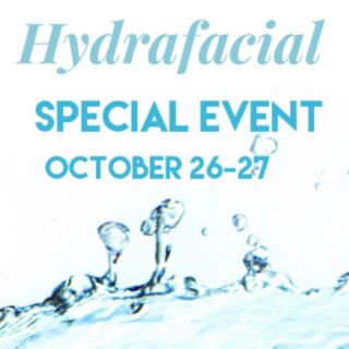 Yes!  It’s that time of year for our annual Hydrafacial event!
October 26th and 27th
Open to close 💦