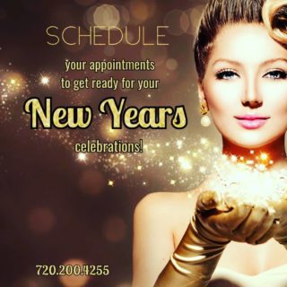 Celebrating at home or with friends you will want to look and feel your best.  Call and set up your:

•Massage
•Facial
•Mani/Pedi
•Hair cut/color
•Waxing
720.200.4255